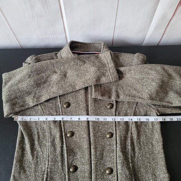 Tommy Hilfiger Tweed Open Front Cardigan Military Jacket, Women’s M, Olive Green - Picture 8 of 9